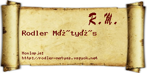 Rodler Mátyás névjegykártya